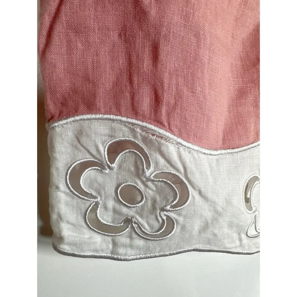 Staud Margaux Skirt Linen Floral Eyelet Embroidered Mini A-Line Pink White 10